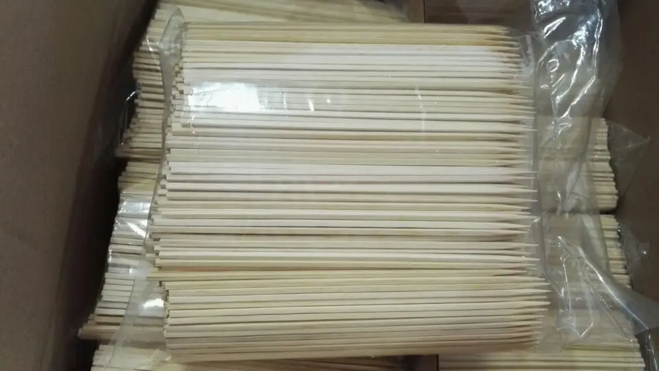 High quality square shape cotton candy bamboo stick with double flat edge