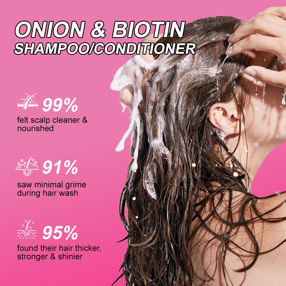 BUNEE Anti Hair Loss Anti Dandruff Oil Control Herbal Essences Shampoo Red Onion & Biotin Hair Shampoo And Conditioner set