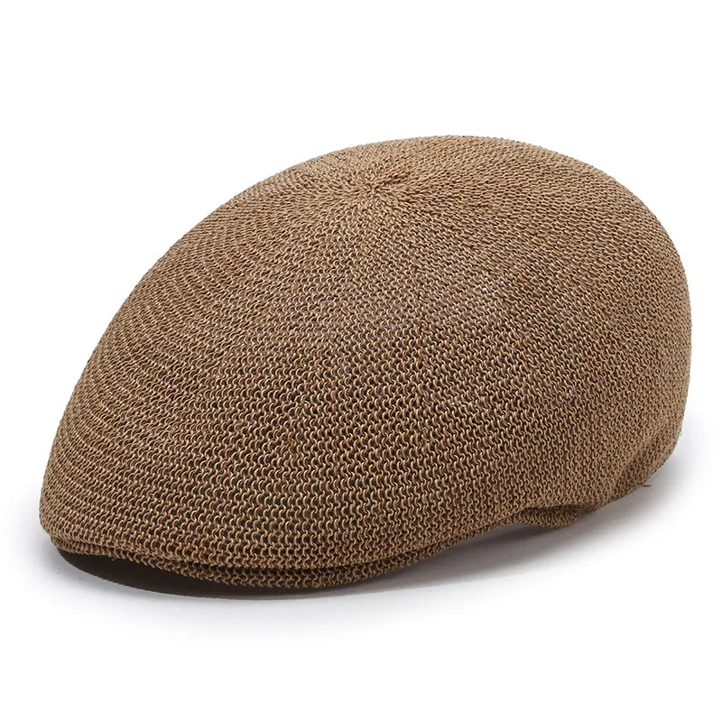 Classic Plaid & Stripe Newsboy Cap for Men Women Cotton Flat Ivy Hat Outdoor Cabbie Beret Hat