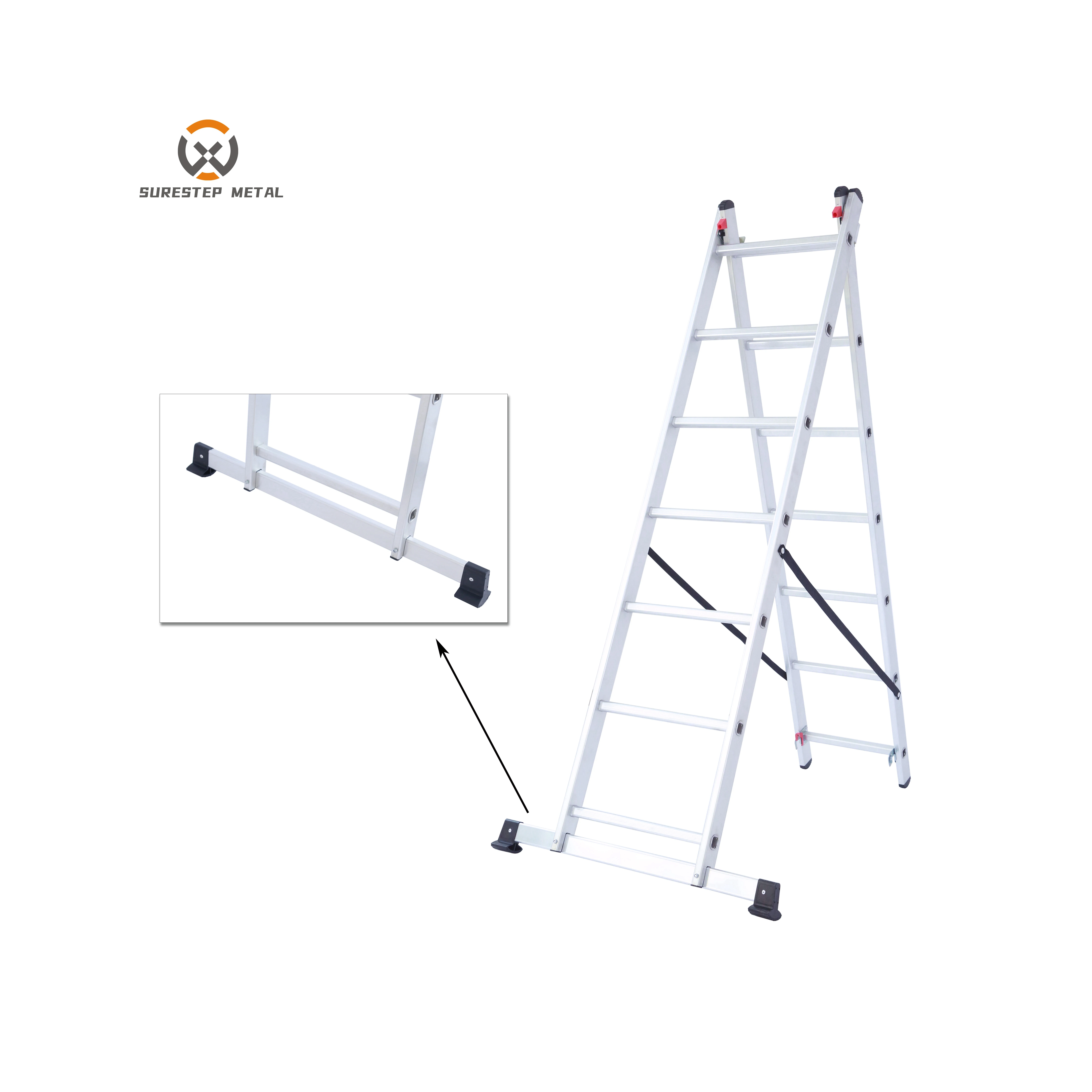 Алюминиевая Высококачественная складная лестница, удлинитель из двух частей, Комбинированная лестница устойчивости