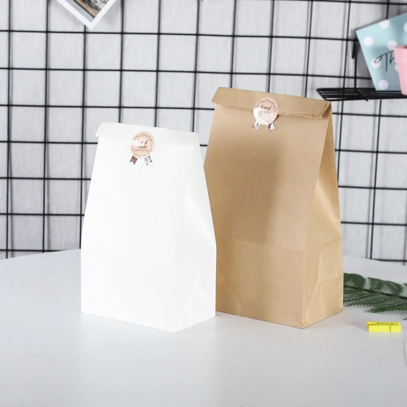 Disposable Oil-Proof Kraft Paper Bag Food Beverage Storage Flexo Printing Bread Hamburg Outtake Disposable Film Bread Hamburg