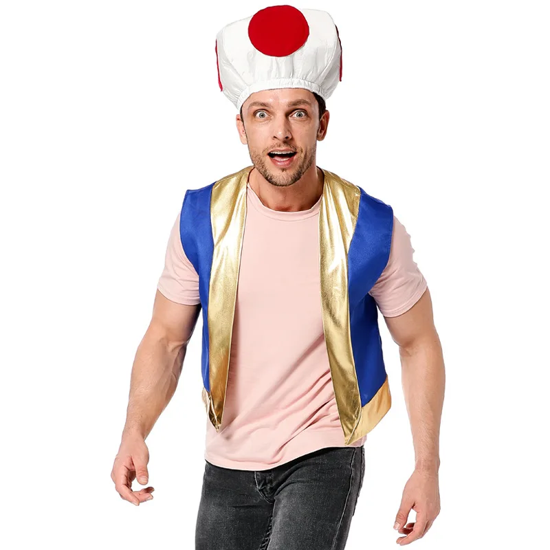 Halloween game characters cosplay costumes Mushroom Kingdom Red dot mushroom head Captain Kino play costumes