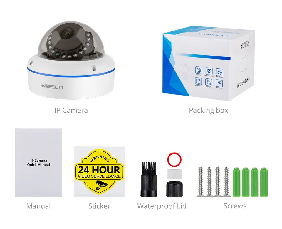 Misecu metal 2.8mm lens 5mp camera ir night vision h.265 poe ip camera dome onviif one way audio