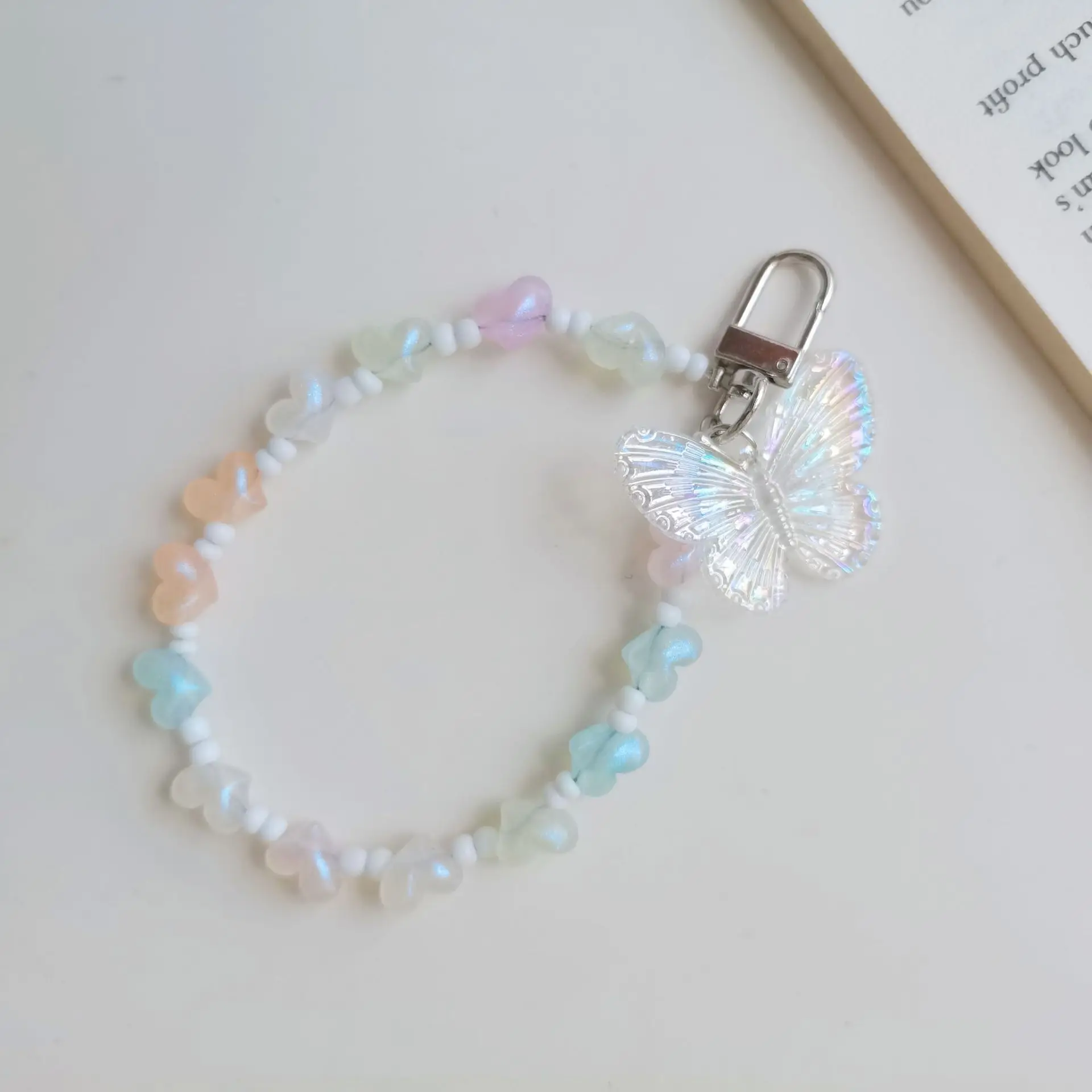 Winter New Colorful Bowknot Keychain Creative Color Love Bead Chain for Phone Case Pendant Headset Bag Decoration