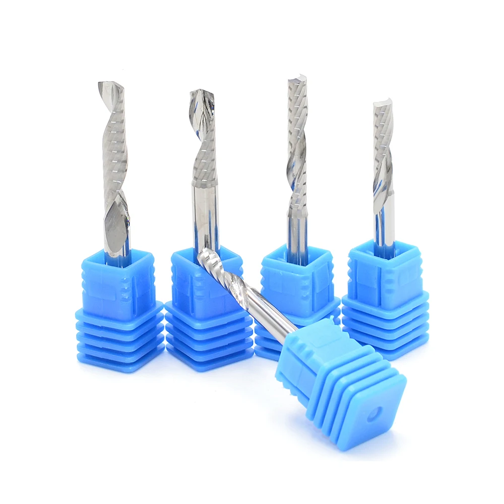 4mm Shank one Flute Spiral Cutter router bit CNC end mill For MDF carbide milling cutter tugster steel router bits for wood