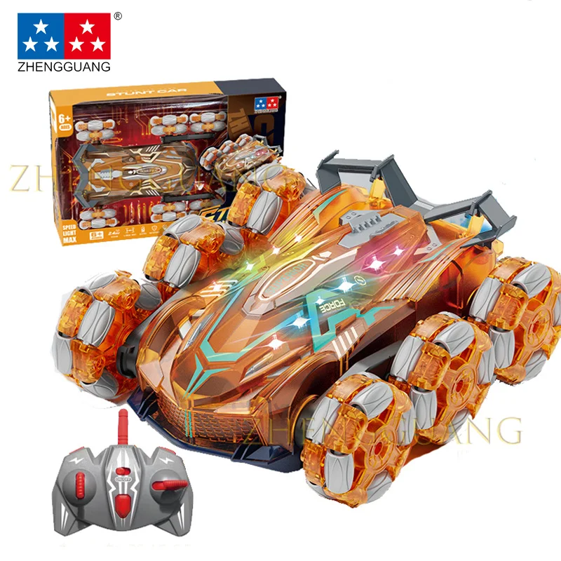 Zhengguang 2024 Kid Rc Toys 6 Wheels Double Side Rc Stunt Spray Car Radio Control Toy Drift Car With Light And Music