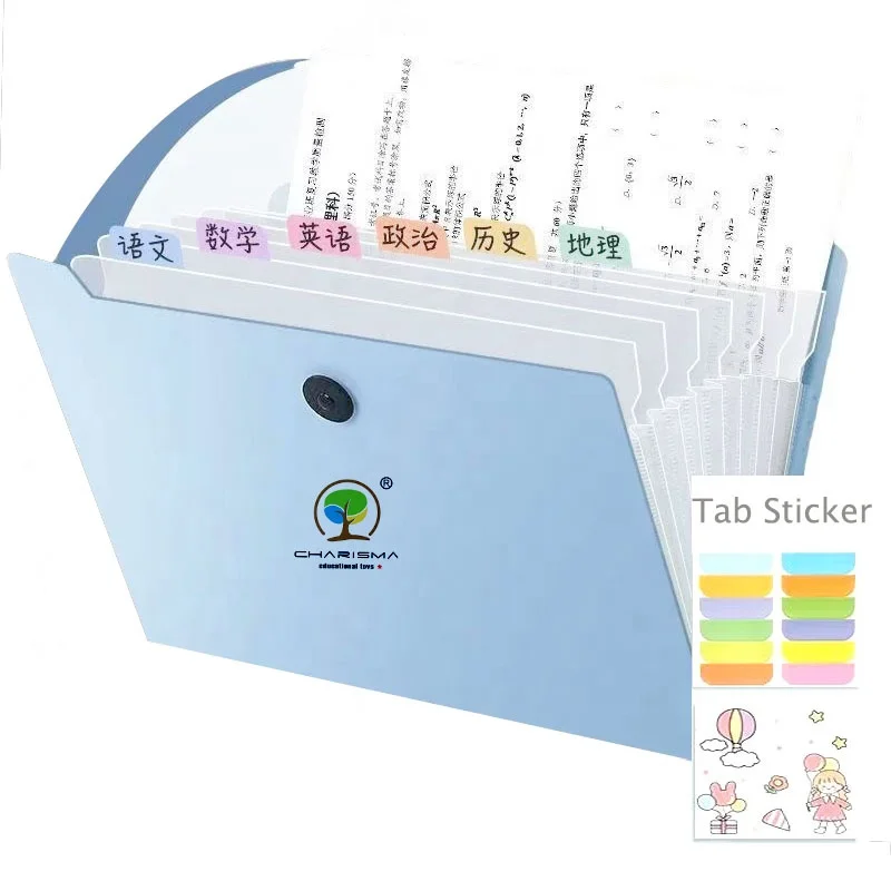 Wholesale Multi-pockets File Storage Bag Large Capacity  Presentation A4  Customized Size  Office PP Expanding File Folder