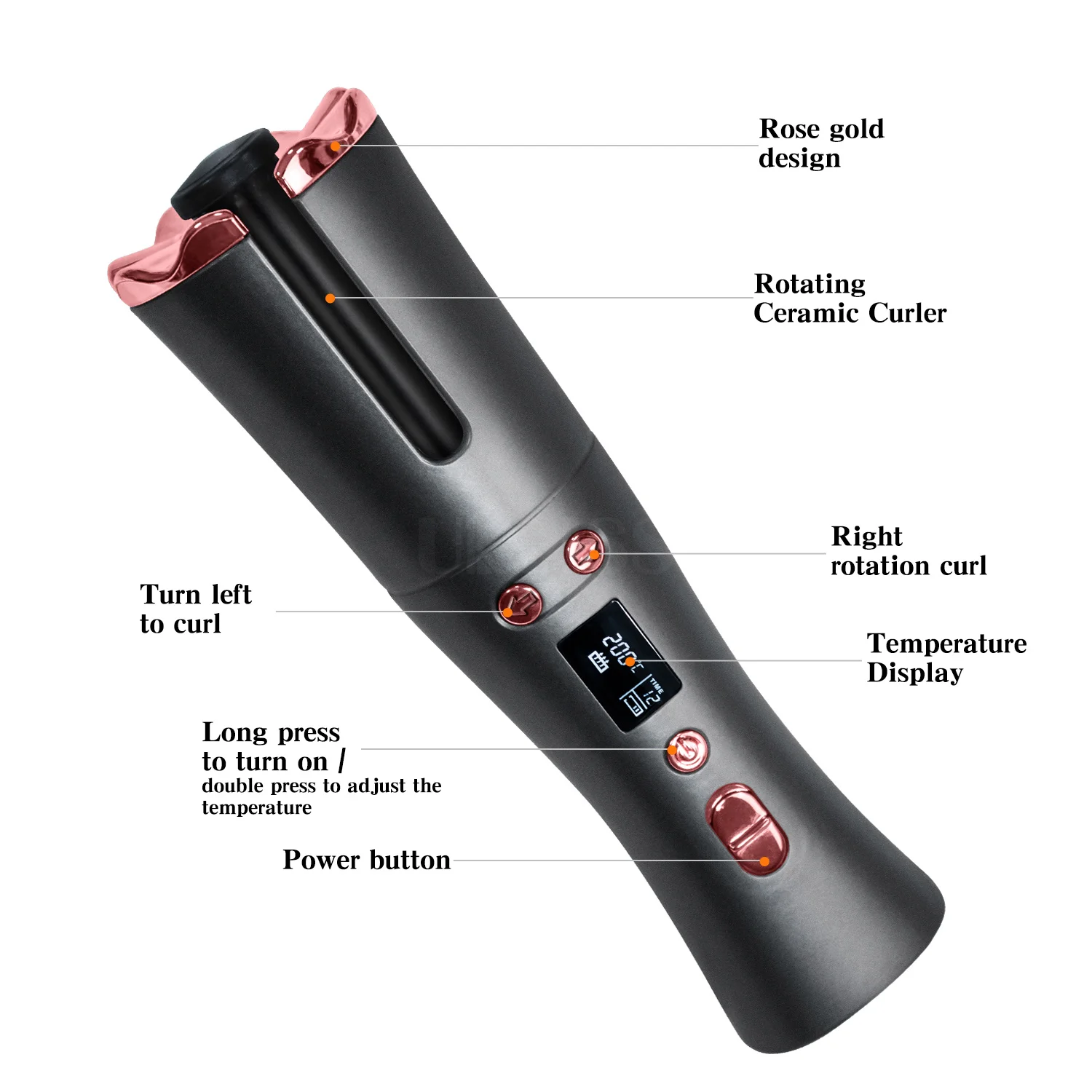 
New product launch portable USB rechargeable curling iron, automatic ceramic curling iron, ion wireless curling iron 