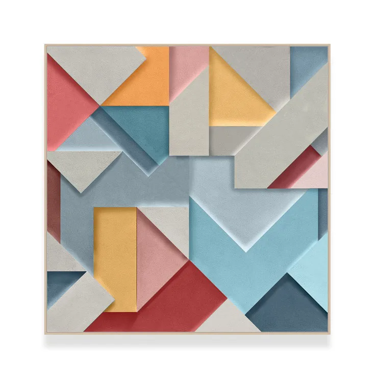 Hot Selling Modern Artwork 3D Carved Geometry Acrylic Paint Wall Art Multiple Layer Hand Painting Relief Thick Mural