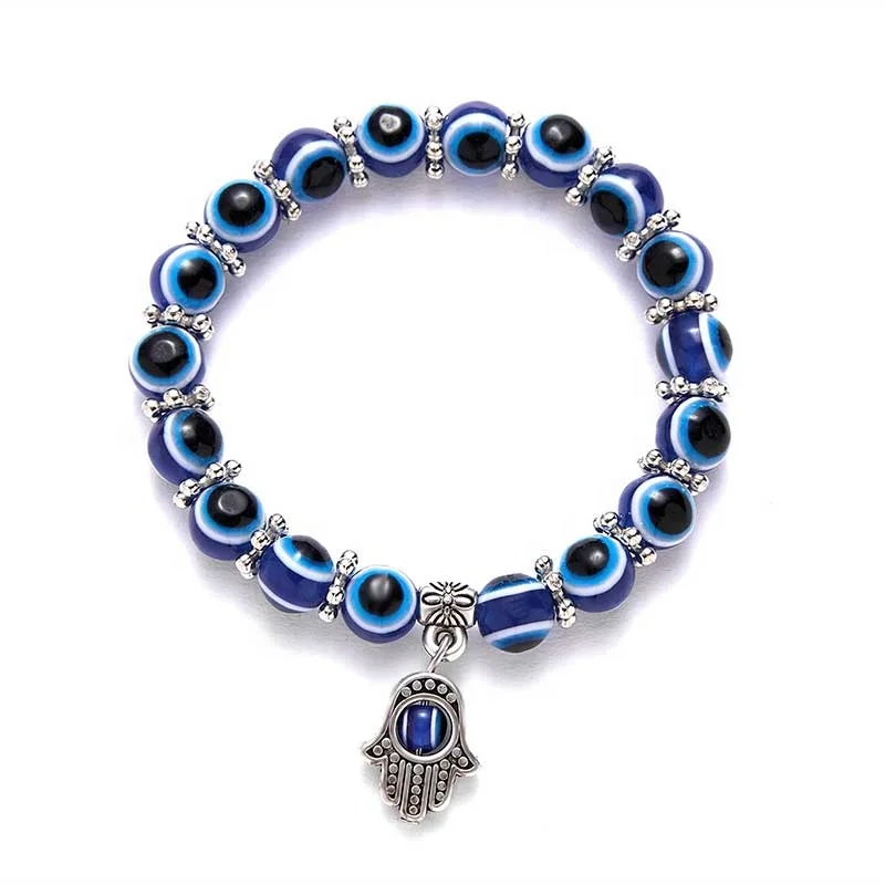 Wholesale Price! Handmade Glass Beads Braided Bracelet Hand Of Fatima Turkey Evil Eyes  Bracelet Charm