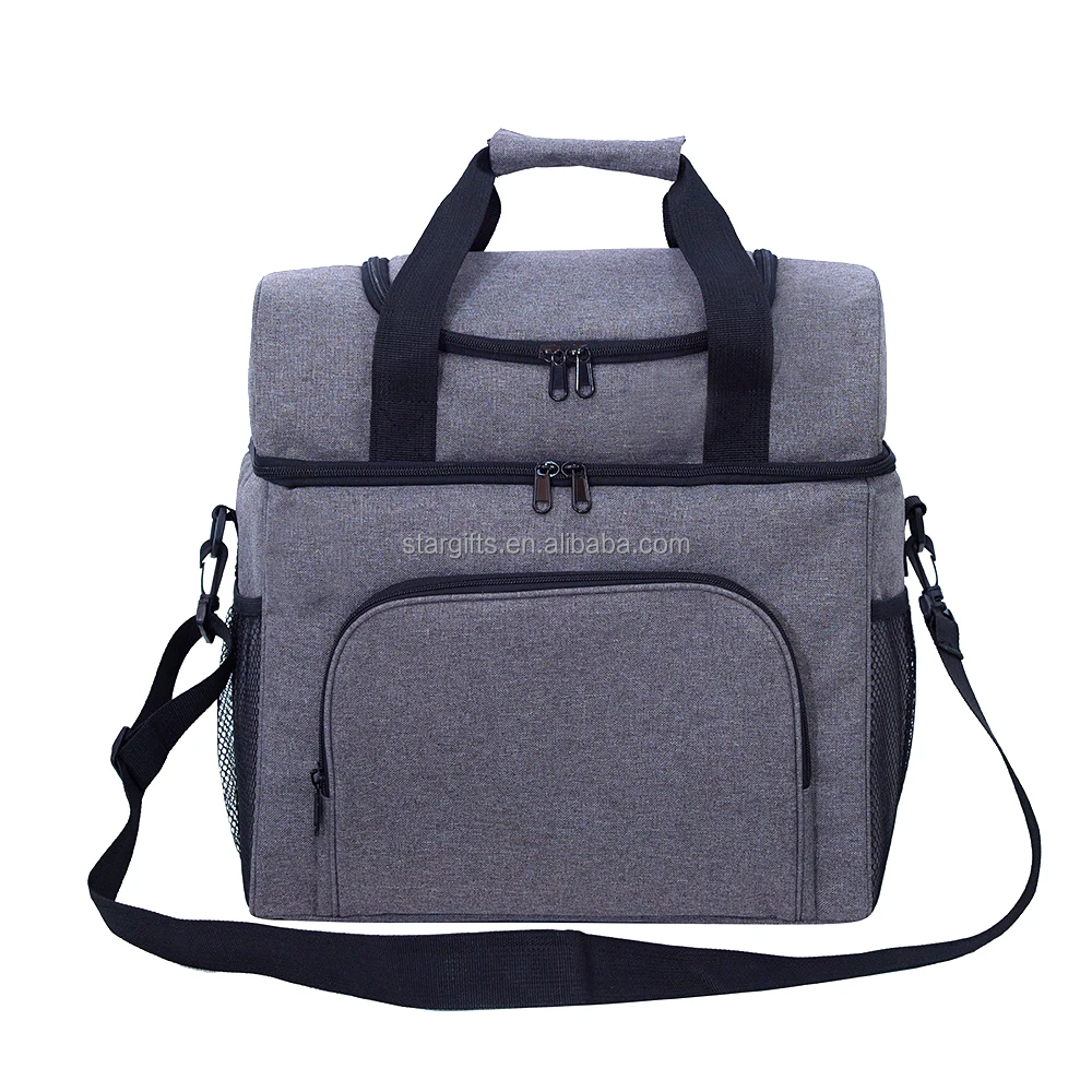Designed Cozy Lined Soft Fabric Material Robust Nylon Awesome Two Zipper Compartment Cooling Cooler Bag