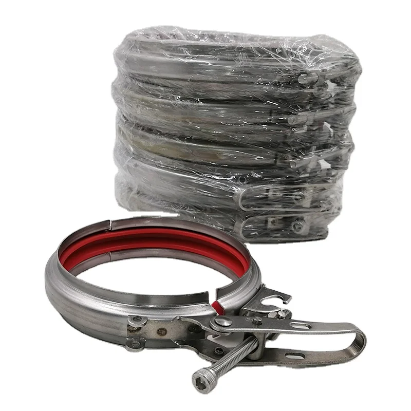 Dust collection system stainless steel quick release rapid lock duct ring pipe clamp with red gasket