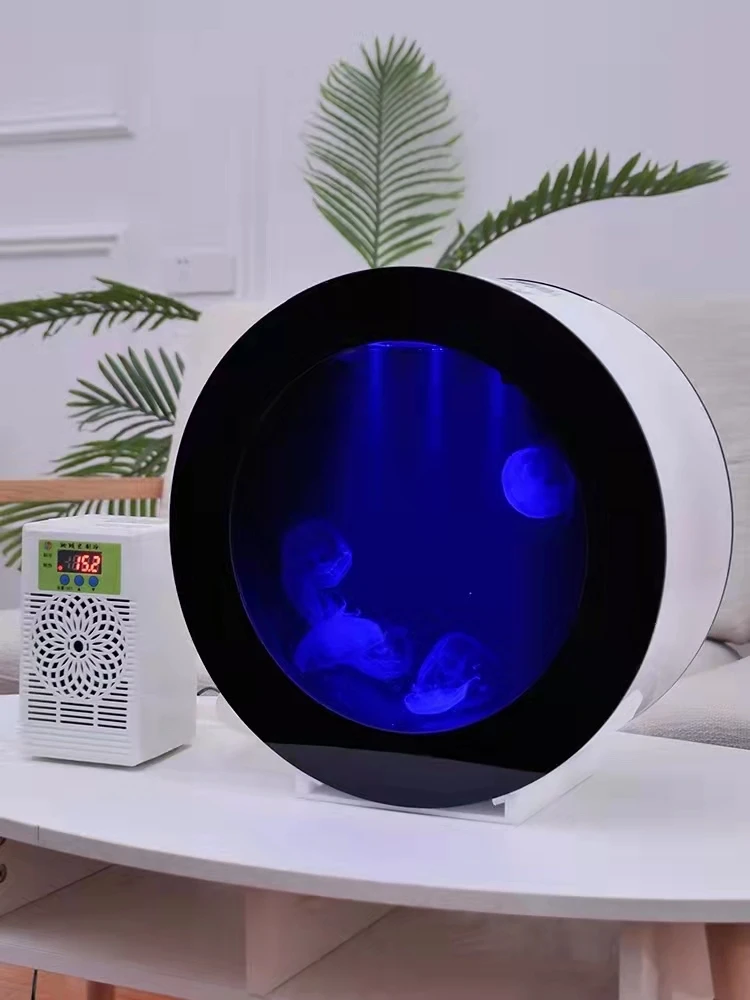 380*204mm Circular Colorful Waterproof LED Light Acrylic Jellyfish Tank Aquarium With Remote Control  And Chiller