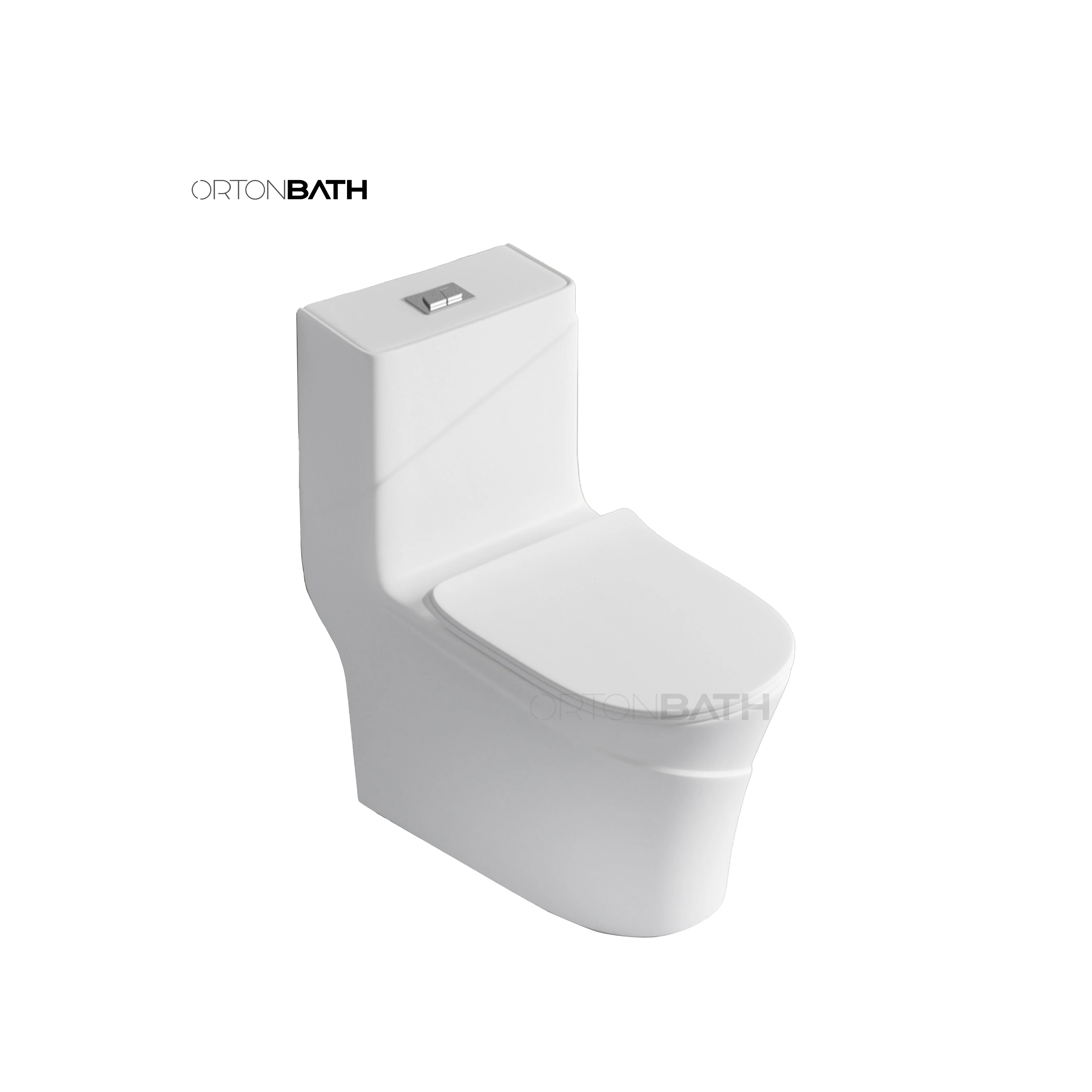 ORTONBATH Small Compact One Piece Toilet Powerful  Quiet Dual Flush Modern Toilet, 12' Rough-In Toilet & Soft Closing Seat
