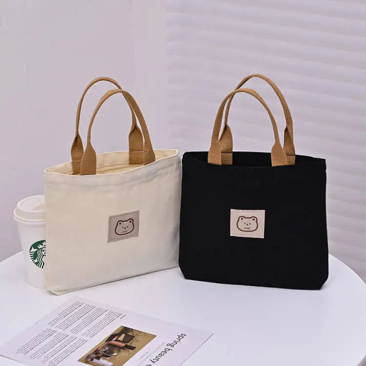 Promotion Eco Cute Pattern Cotton Tote Bag Reusable Blank Canvas Shopping Bag For Grocery And Vegetable With Custom Logo