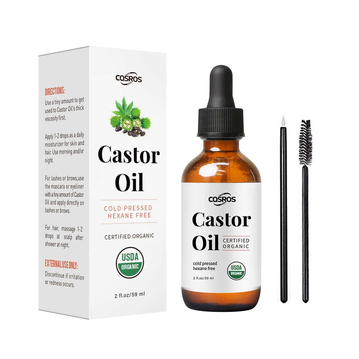 100% Pure Natural Cold Pressed Black Castor Oil for Hair Growth, Eyebrows,Eyelashes, Nails and Skin