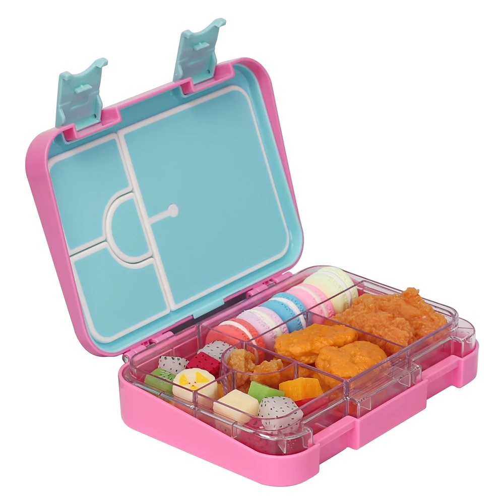 Оптовая продажа, 4 отсека, пластиковый Ланч-бокс, прочный, герметичный, для детей, обратно в школу