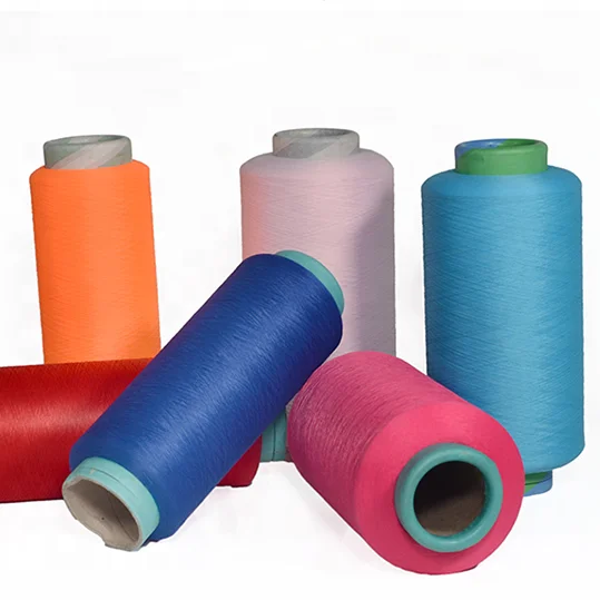 20/150D 40/75D Polyester elastic covered yarn for ealoop underwear socks Spandex Covered Yarn