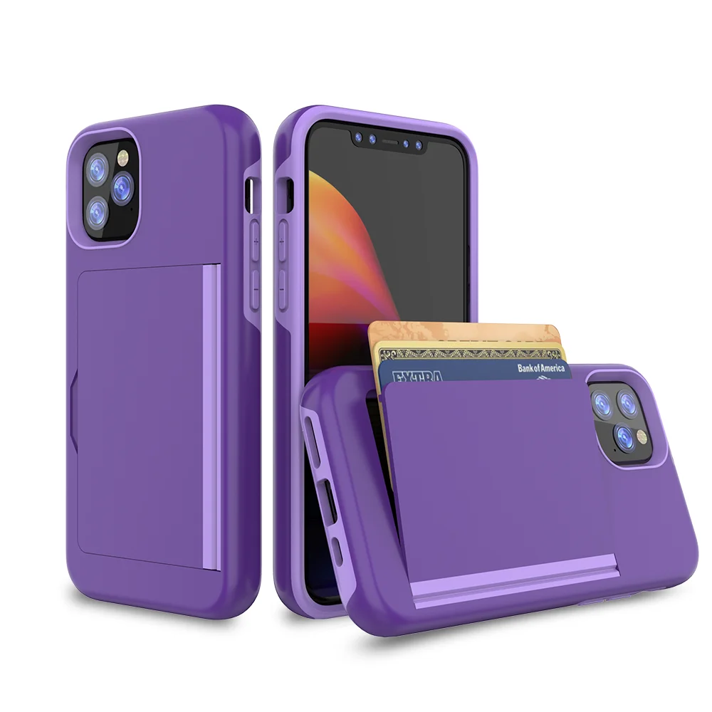 Wholesale credit card holder stand wallet phone case for iPhone 11 12 mini pro max new Invention shockproof  Soft TPU back cover