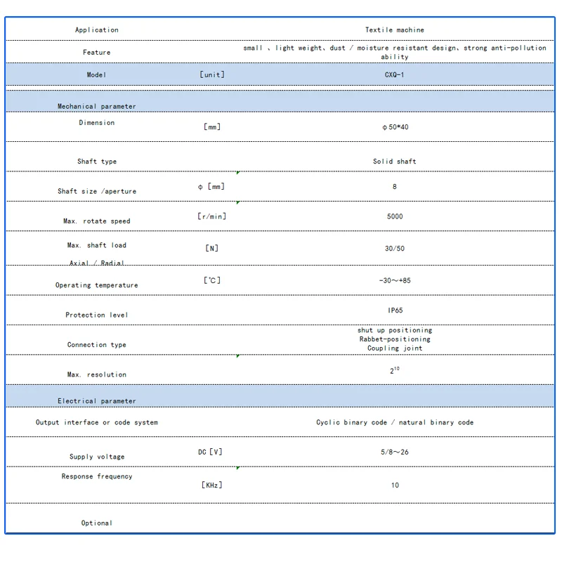 CXQ-1 for Textile machine absolute solid shaft encoder