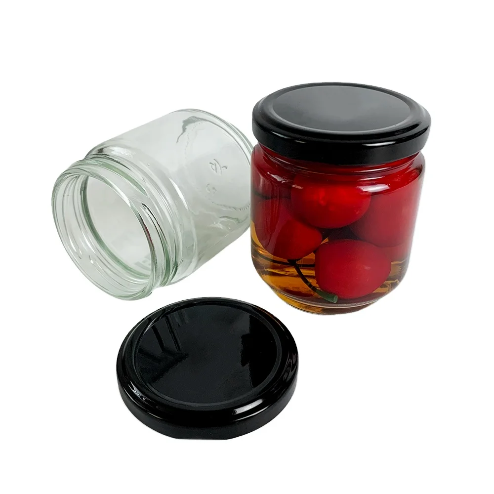 Glass jars with lids 50ml 80ml 100ml 150ml 200ml 280ml 500m 730ml square glass Jars with Black metal Lids For Storage Food Honey