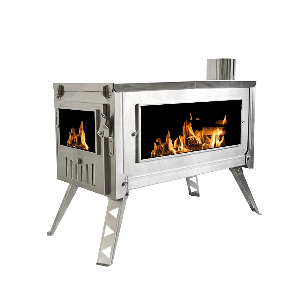 [NEW] DANCHEL OUTDOOR Stainless Steel Portable Camp Wood Stove with Glasses for Tents Survival Cooking