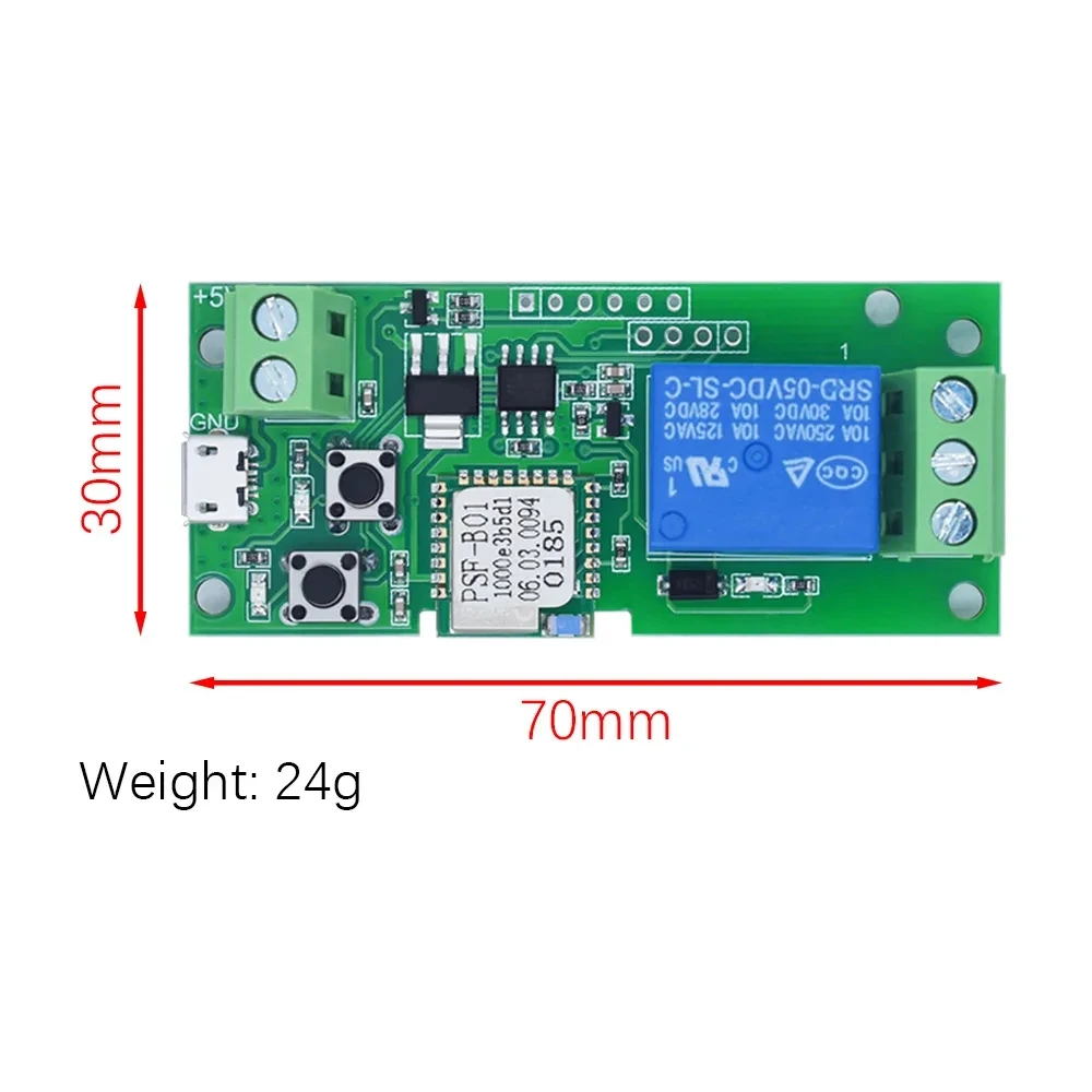 DC 5V WiFi Wireless Smart Switch Relay Module For Smart Home App Control Self-lock TOP