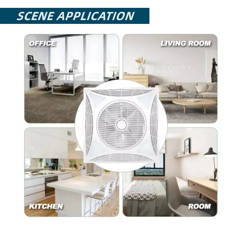 14 Inch Square Ceiling Fan with LED Light in Remote Control Amount Inside the Wall Simple Model Design