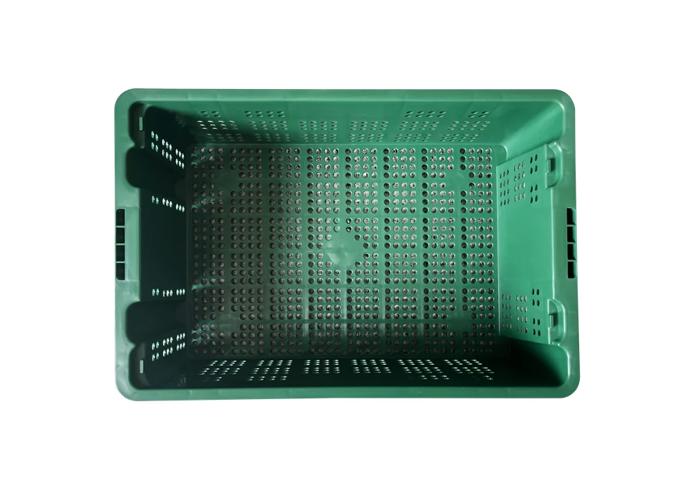 China supplier wholesale 600x400x200 mm Green Strong Plastic Mesh Crates For Vegetable Nest Stack Vented Plastic Baskets