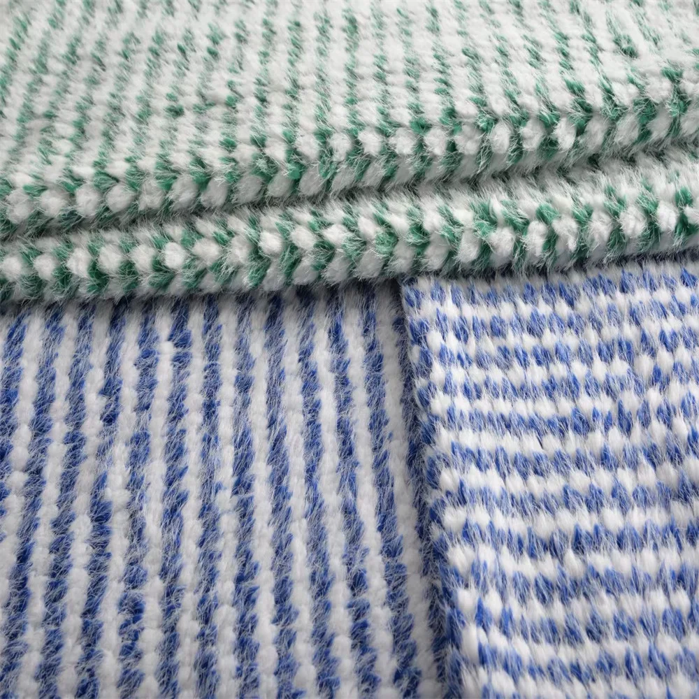 Factory Wholesale 160x90cm Two Colour Jacquard Fabric 100% Polyester Soft Faux Shaggy Fur DIY Handmade Sewing Fabric