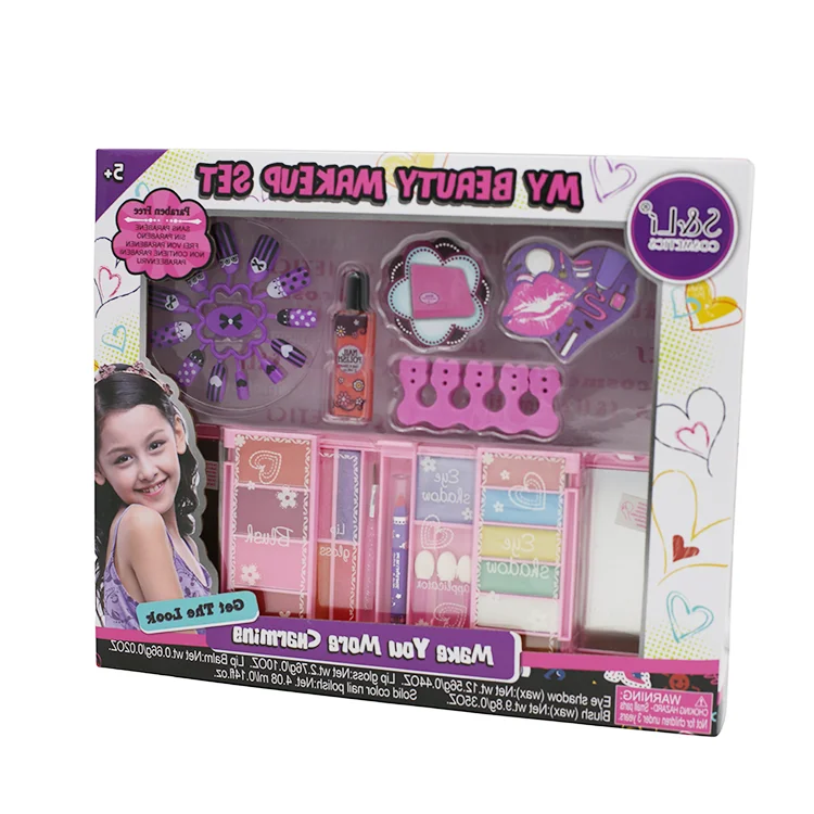 
Girl Non Toxic Nail Art Sticker Kid Make Up Cosmetic Gift Set Toy With Mirrior 