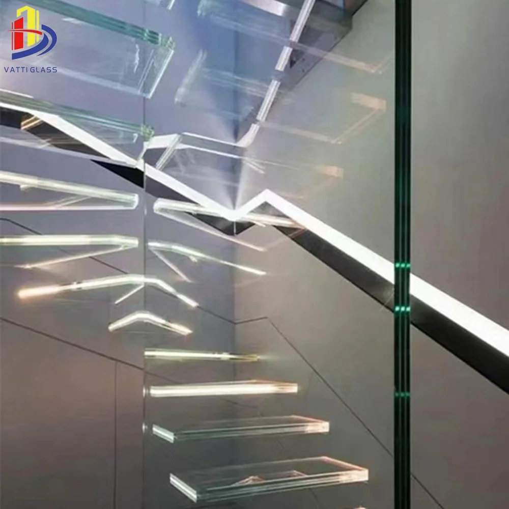 New Design Anti Skid Flooring Glass Anti Slip Temped Glass Stair Step