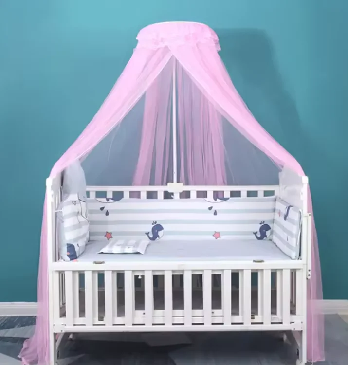 Factory 100% Polyester Crib Baby Bed Round Top Canopy Mosquito Netting and Baby Bedding Mosquito Curtain