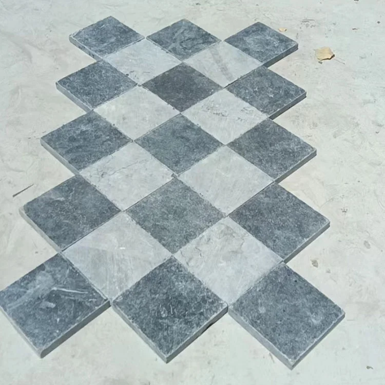 Popular Blue limestone Floor Tile Bluestone honed paver price French Pattern For Garden Paving