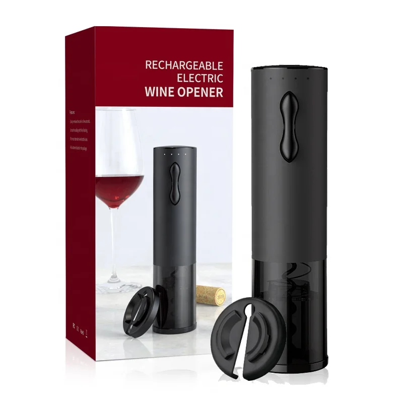OEM Rechargeable Lithium Battery Stainless Steel Black Corkscrew Electric Wine Opener set