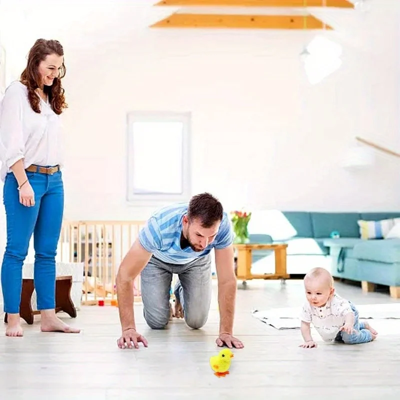 EPT $1 Dollar promotion Toddlers Easter Wind Up Bunny Jumping Chick Novelty Chicken Hopping Wind up Kids Toy For Party Favor