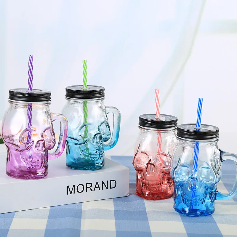 500ml Mason Jar Mug Skeleton Halloween Drinking Cups Halloween Party Props Halloween Decorations Supplies
