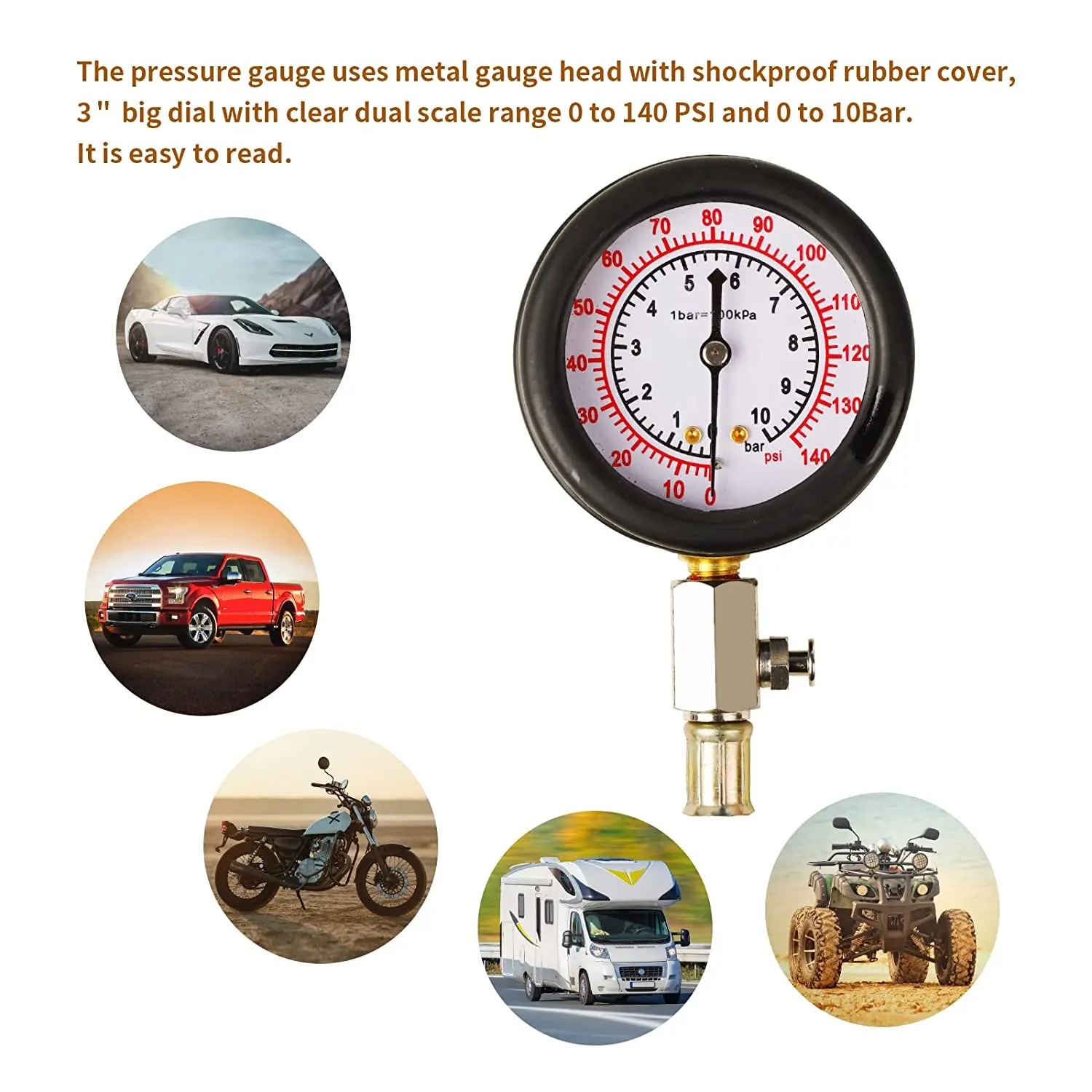 0-140 PSI Pressure Test Tool Engine Oil Pressure Test Kit