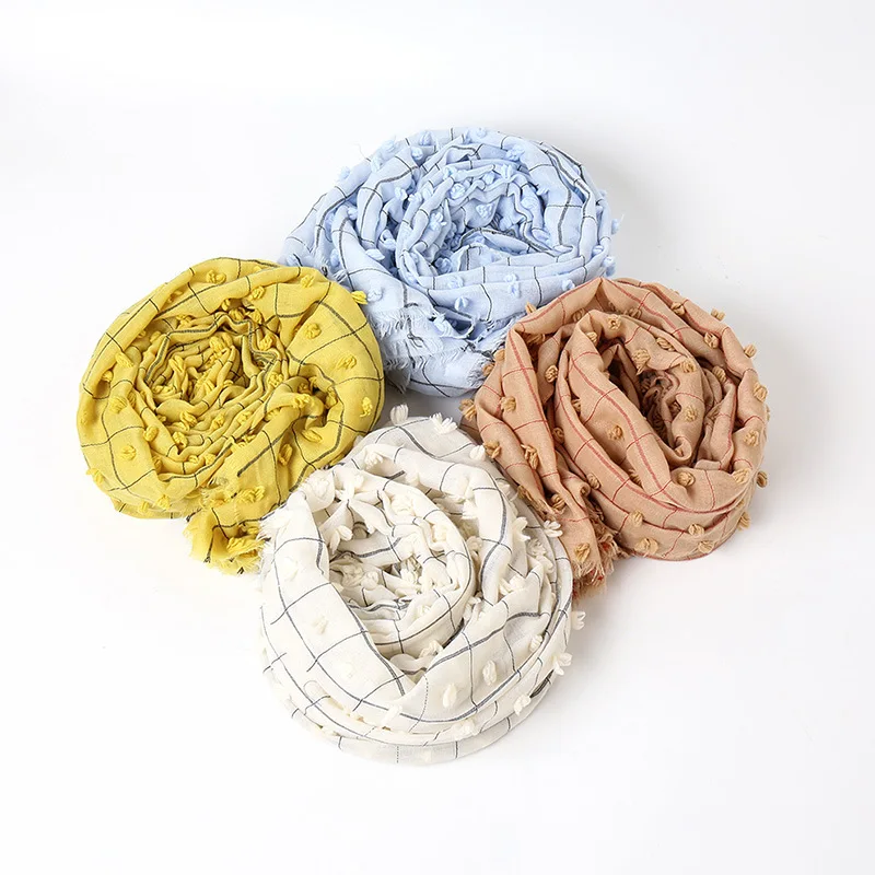 2020 New Arrival Wholesale Candy-colored Hot PomPom Scarf Hijab Cotton Lady Hijab