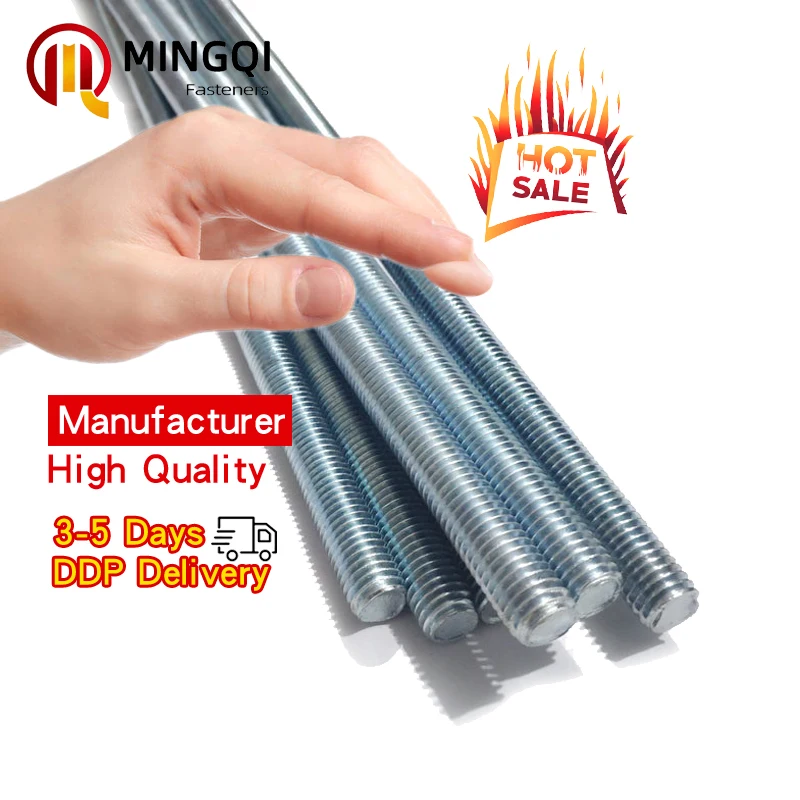 full studs screw studs wholesale price Carbon steel grade 4.8 Zinc plated M6 M10 M12 M14 M8*3000mm DIN975 Threaded Rods