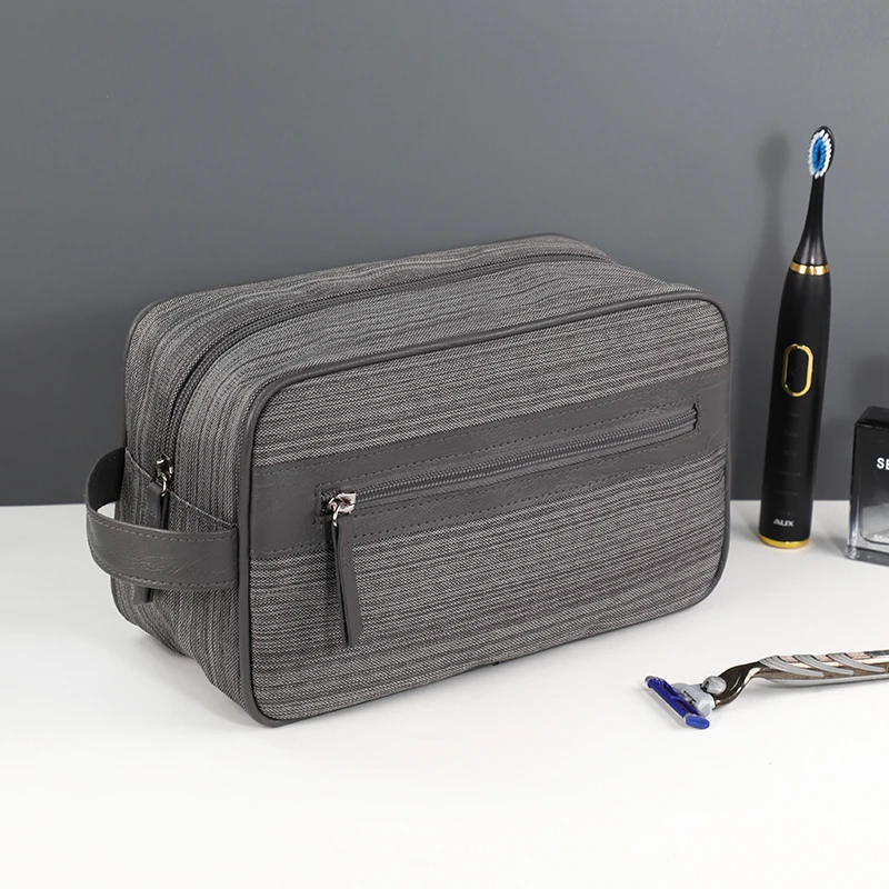 Ciffnoo NO.8606 Custom grey Featured fabrics OEM Large Capacity space organize toiletries men wash bag