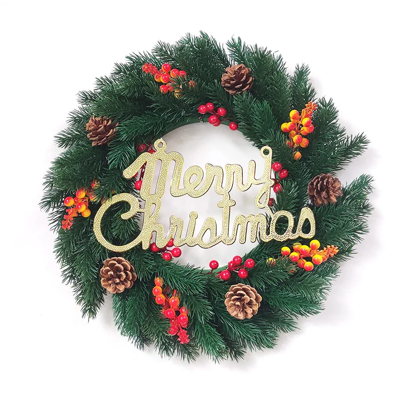 Popular wreath large 20 inches natural pine cone festival ornament decorations Christmas wreath with decorative red berry