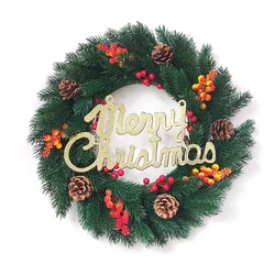 Popular wreath large 20 inches natural pine cone festival ornament decorations Christmas wreath with decorative red berry