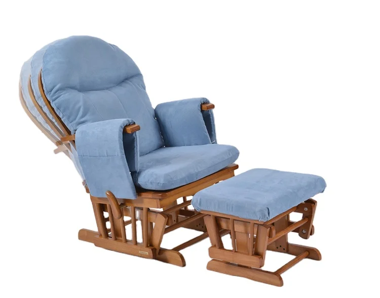 Best selling House Lazy Relaxing Rubber wood Mom Hold baby Suede rocking glider chair