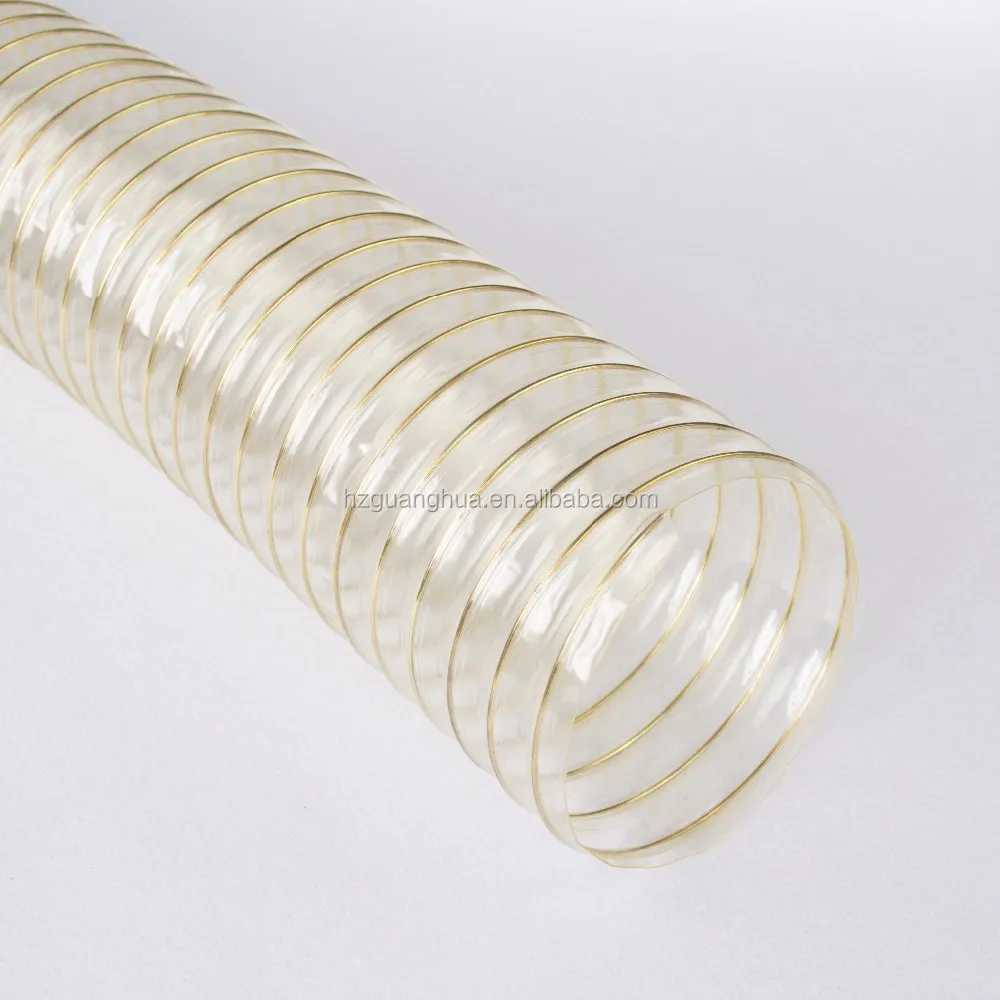 Wood Pellet Delivery Hose Transparent PU Flexible Spiral Woodworking Suction Hose PU / PVC,PU Ventilation System