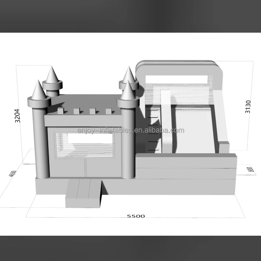 Outdoor commercial inflatable white bounce house combo with ball pit and slide inflatable castle water slide pool