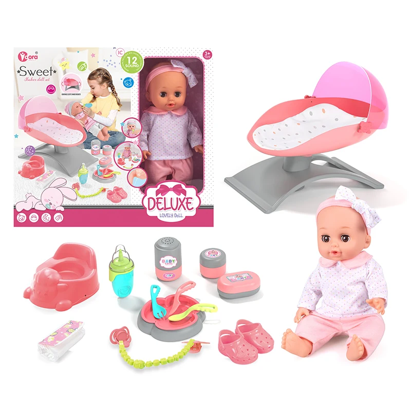 12 Sounds 14 Inch Cute Reborn Drinking Water Pee Baby Doll Sets for Sale Pretend Play Toys for Kids Girls Dolls Accessories Toys