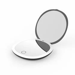 abs plastic travel makeup folding pink small pocket cosmetic mirror led