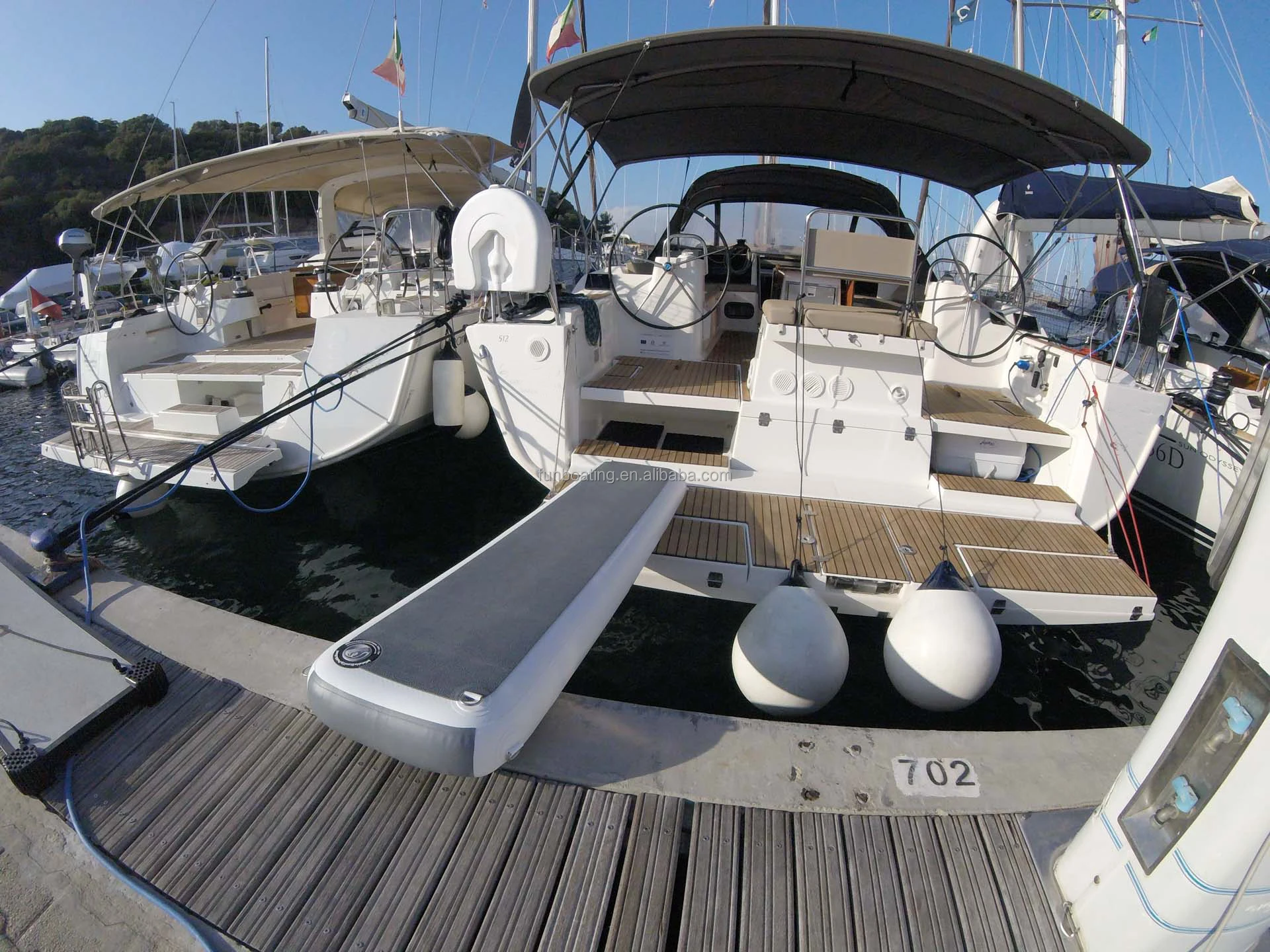 Multifunction platform inflatable floating boat gangway