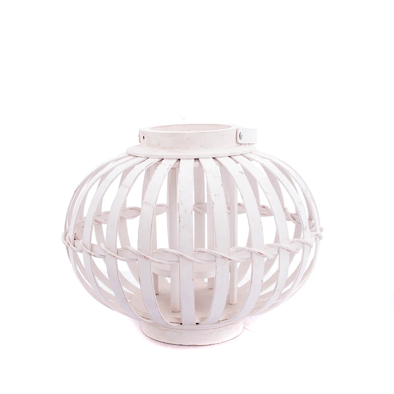 
fair trade round shape bamboo chips weave lantern for candle 
